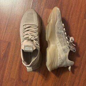 Steve Madden Beige Rhinestone Sneakers